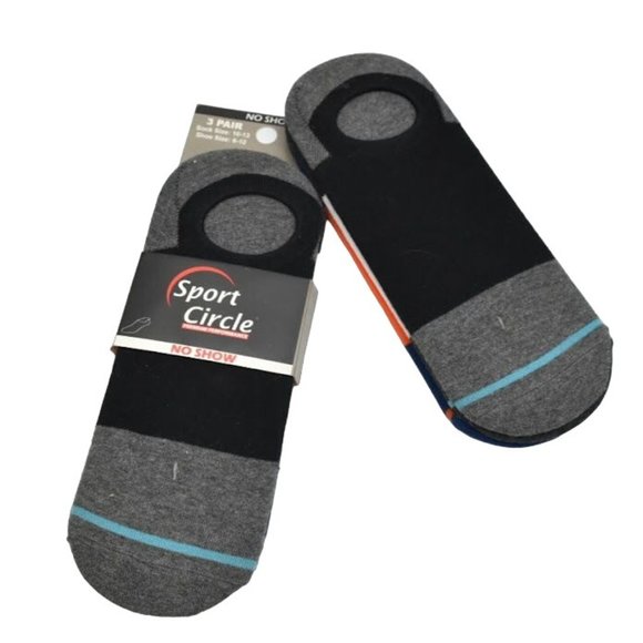 Amity Hosiery Sport Circle No Show Socks Mens 10 to13 2 Packs of 3 - Picture 1 of 4